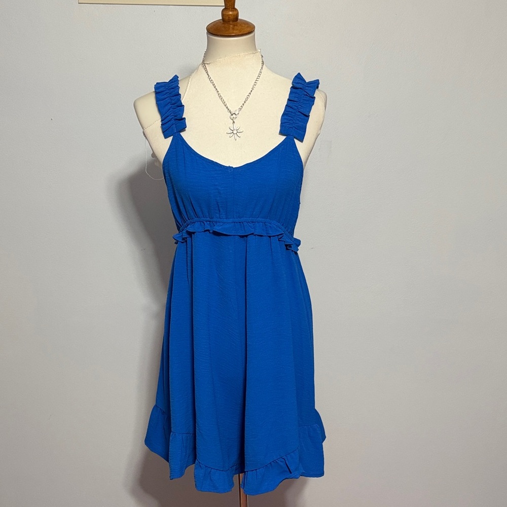 Royal Blue Ruffle Strap Romper